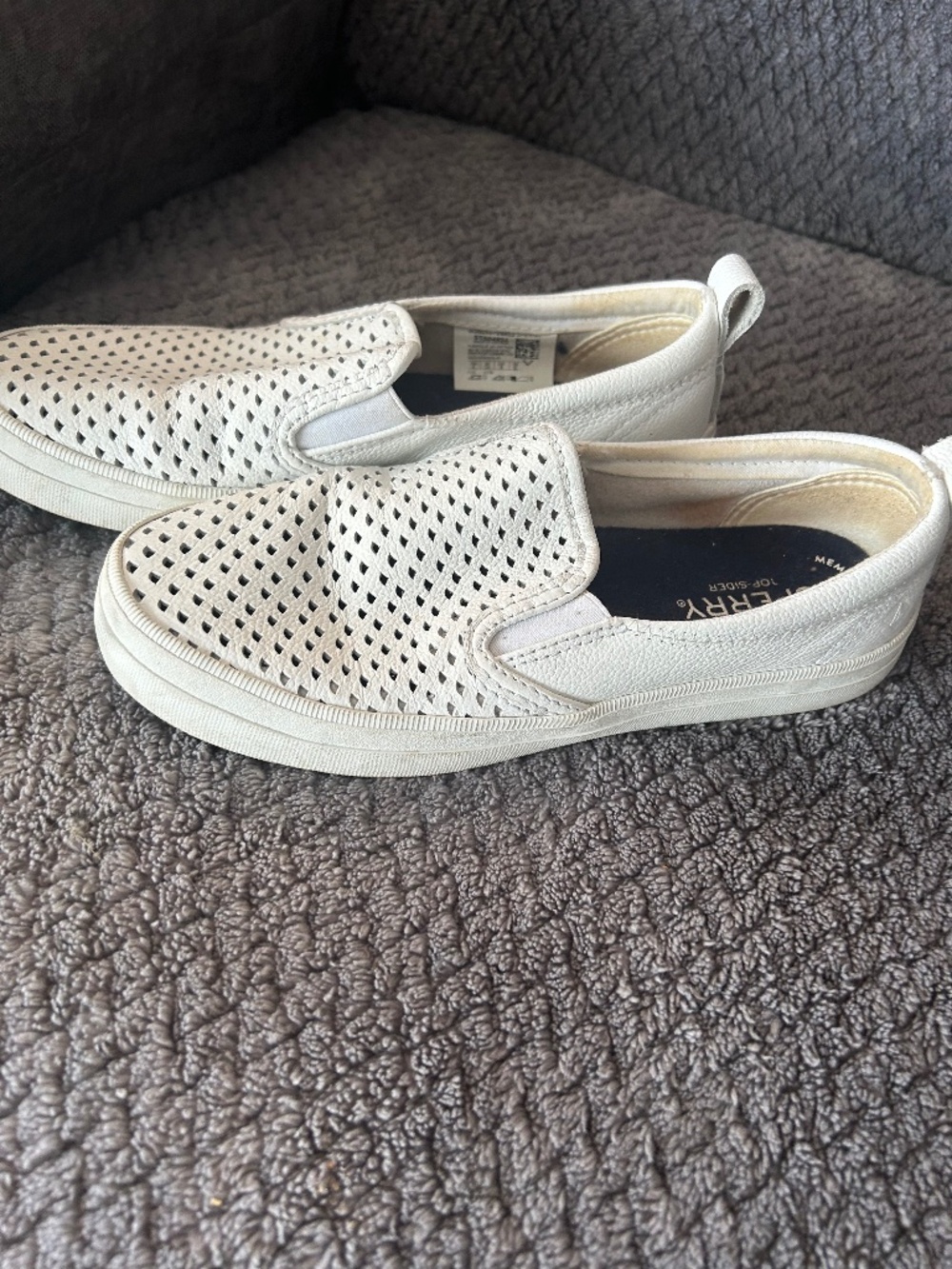 Womens leather sperry slip on